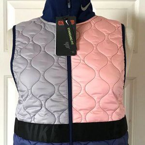 Nike Aerolayer Logo Running Water Resistant Color-Block Full Zip Mock Vest S
